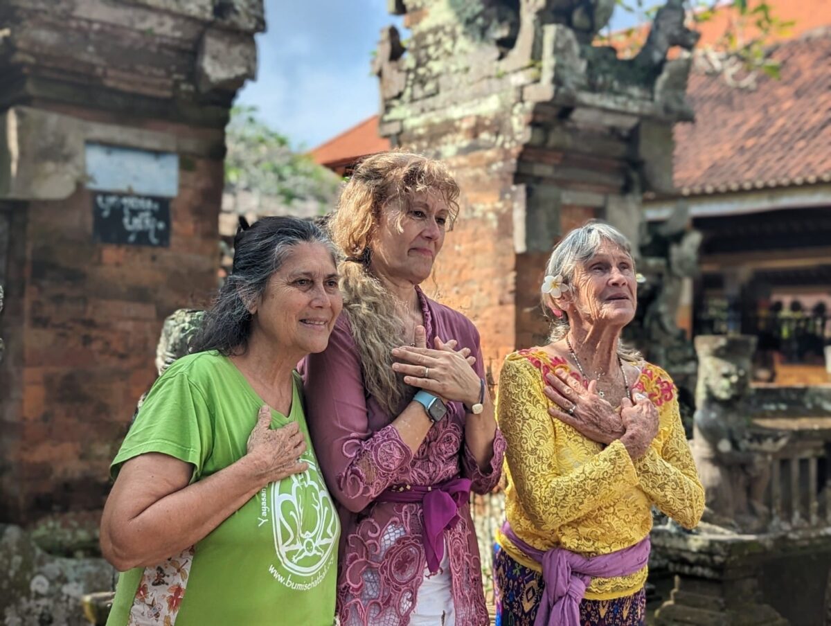 Ibu Robin Lim, Debra Pascali-Bonaro and Mala Landt in Bali at their annual Eat Pray Doula Retreat